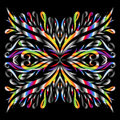 Beautiful colourful gradient line art of indonesian traditional abstract batik dayak ornament for design template elements background 
