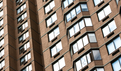 Facade of modern apartment building in New York City.	