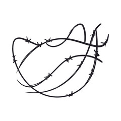 flat black barbed wire illustration