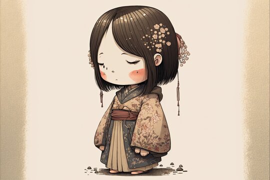 Japanese kimono illustrations, ai art