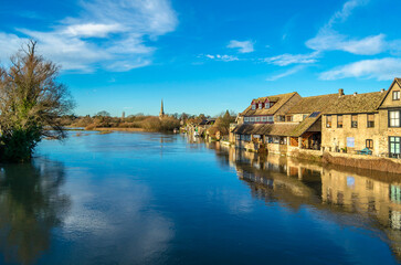 Fototapeta na wymiar St. Ives town on the banks of Great Ouse River, United Kingdom