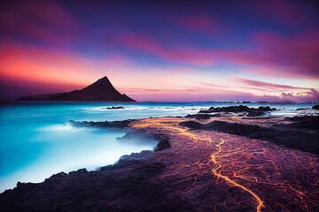 sunset over the sea - generative ai