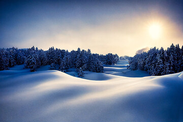 Winter landscape in the forest