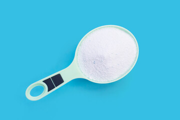 Detergent powder for clothes washing. Laundry concept.