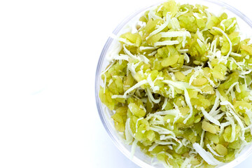 Green rice Thai dessert with coconut (Khao Mao)