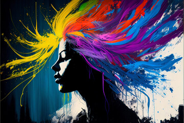 Fototapeta obraz akrylowy kobieta fryzura ekspresjonizm obraz