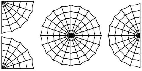 Obraz premium Spider Web, black silhouette vector set
