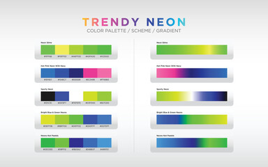 neon color palettes, color schemes, color gradients
