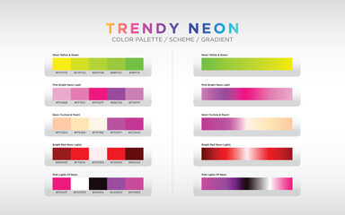 neon color palettes, color schemes, color gradients