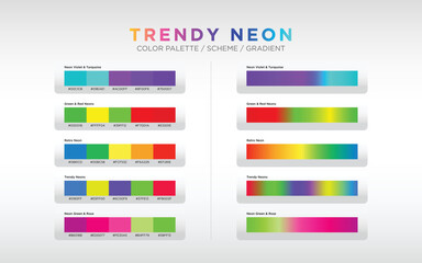 neon color palettes, color schemes, color gradients