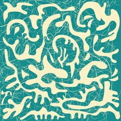 Hand drawn minimalistic abstract pattern. Ink blots. Chaotic children's lines. Collage for modern print. Fashion template for design.