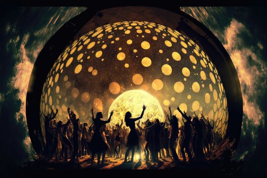 Sacred gathering full moon expansion and ecstatic dance. Generative AI
