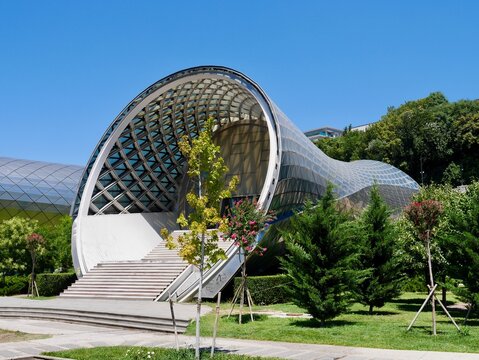 Music hall in Rike park, modern architecture in Tbilisi, Georgia, 24.07.2022.