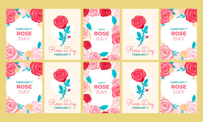 rose day greeting social media stories vector flat design