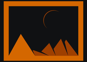 Geometric Mountains silhouette landscape art poster illustration