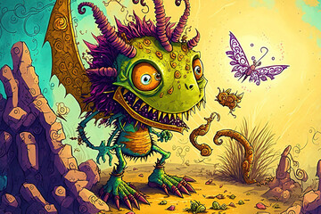 Fantasy creature. cartoon color story. sketch art for artist creativity and inspiration. generative AI	