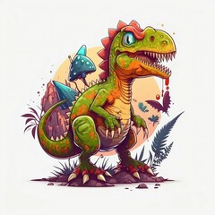 Obraz premium Dinosaur cartoon illustration. Generative Ai.