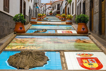 famous Paseo de Canarias street on Firgas, Gran Canaria, Canary Islands, Spain