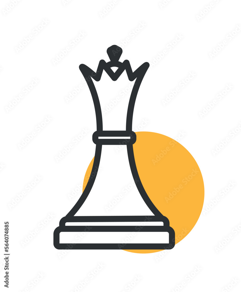 Poster chess king color icon. sticker for social networks and messengers. symbol of games for logic and int