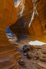 Scenic limestone canyon, Barranco de las Vacas in Gran Canaria, Canary islands, Spain
