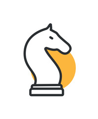 Chess knight color icon. Logotype for company or organization. Symbol of game of logic and intelligence. Useful hobbies and leisure, sport. Cartoon flat vector illustration