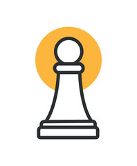 Chess pawn color icon. Poster or banner for website. Game of logic, strategy and tactics. Metaphor for business processes, management concept. Cartoon flat vector illustration
