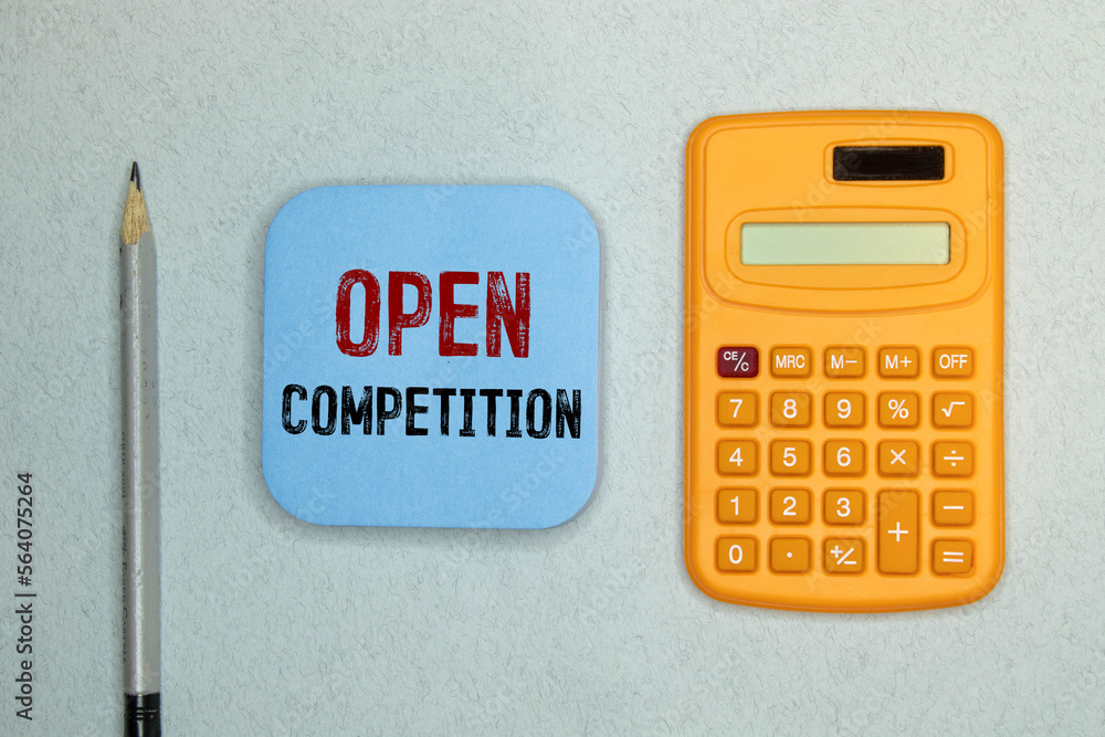 Poster open competition text on open notepad, concept