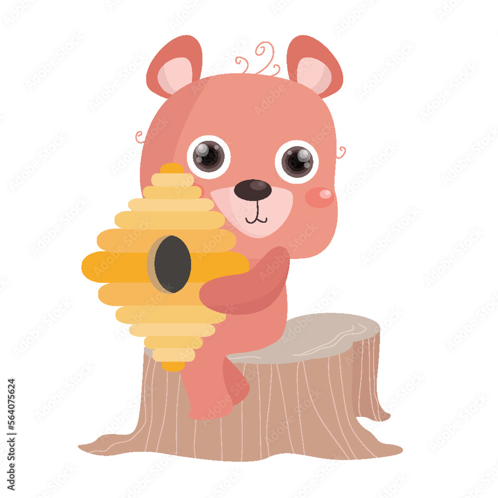 Poster flat cute bear illustration suitable for kid design