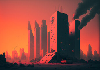 Apocalyptic City, Apocalypse, Generative AI 