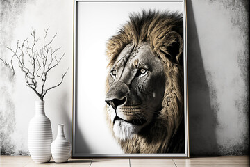 decoração quadro de leão designer 