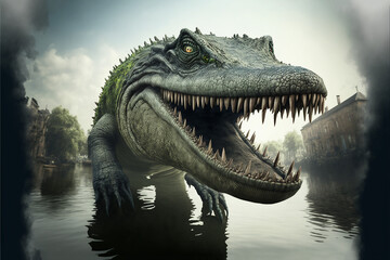 Obraz premium jacaré gigante na cidade 