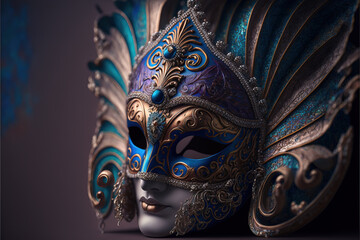 Fototapeta na wymiar beautiful and chic colorful venetian carnival mask.