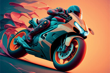 racing motorcycle - obrazy, fototapety, plakaty
