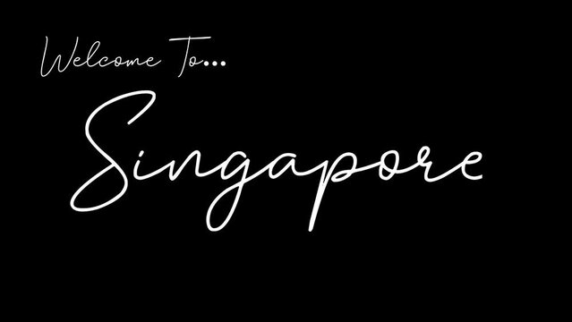 Welcome to singapore word in black background. Animated welcome in overshot animation. This animation is suitable for greeting footage