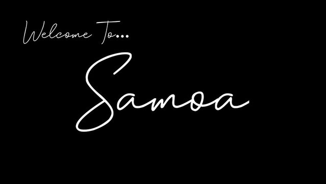 Welcome to samoa word in black background. Animated welcome in overshot animation. This animation is suitable for greeting footage