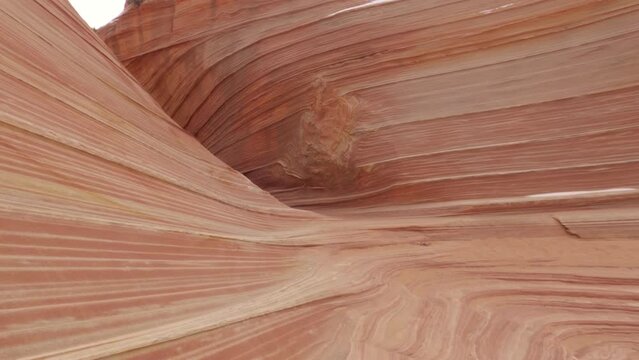 The Wave POV unique sandstone at Coyote Buttes wilderness Arizona Utah border USA. 