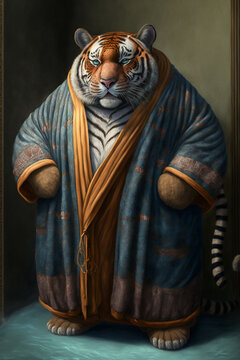 Anthropomorphic Obese Tiger, Anthropomorphic, Tiger, Generative AI