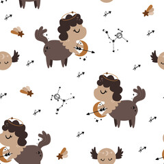 seamless pattern with zodiac sagittarius