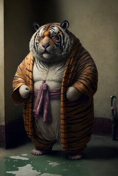 Anthropomorphic Obese Tiger, Anthropomorphic, Tiger, Generative AI