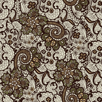 Vector lace ornament mesh floral pattern. Design for wallpaper, wrapping paper, background, fabric. Seamless pattern with decorative.