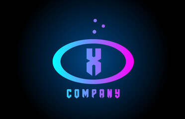 blue and pink X ellipse alphabet bold letter logo with dots. Corporate creative template design for company and business