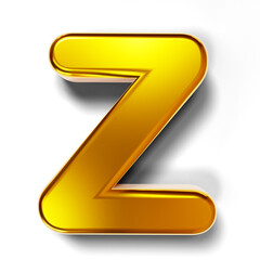 3D golden text Z isolated on transparent background