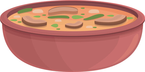 Korean street soup icon cartoon vector. Food dish. Meal prawn