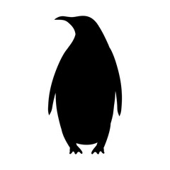 Vector hand drawn flat emperor penguin silhouette isolated on white background