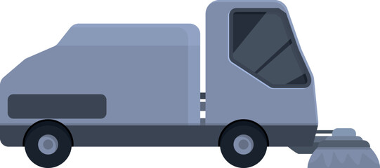Municipal sweeper icon cartoon vector. Street truck. Clean broom
