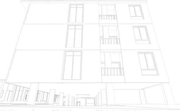 3D illustration of building project