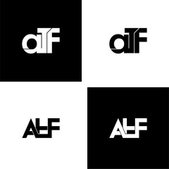 atf lettering initial monogram logo design set - obrazy, fototapety, plakaty