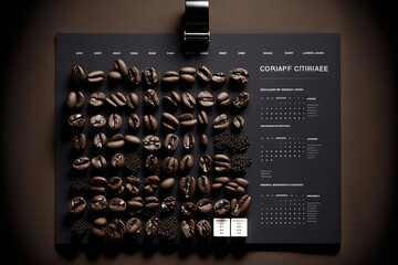 calendar with coffee beans theme
