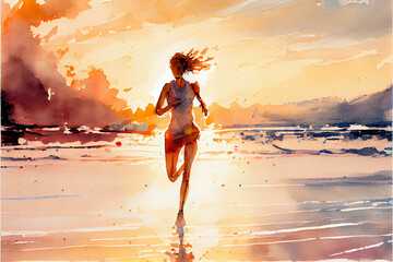 Young woman running. Run and fitness, healthy lifestyle