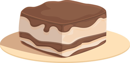 Brown tiramisu icon cartoon vector. Cake food. Coffee cocoa